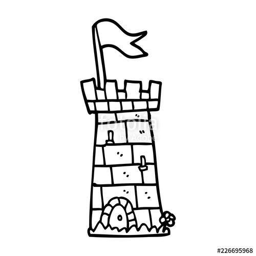 500x500 Line Drawing Cartoon Castle Tower Stock Image And Royalty Free - Castle Line Drawing