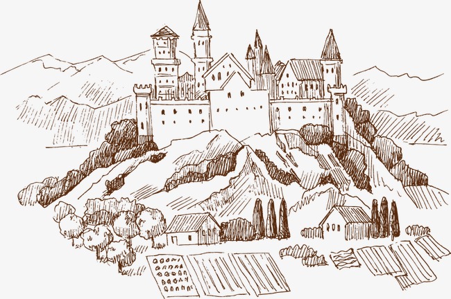 650x432 castle, line, castle vector png and vector for free download - Castle Line Drawing