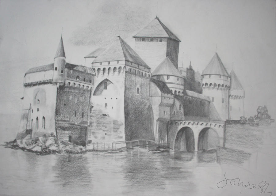 900x640 Castle Pencil Drawing - Castle Pencil Drawing