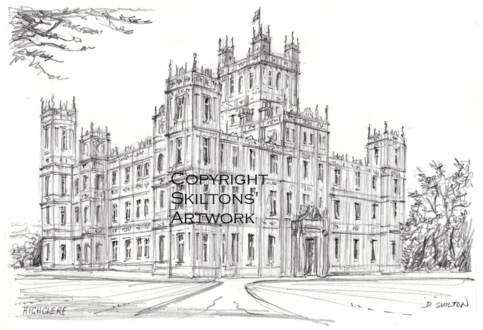 700x479 Highclere Castle Pencil Drawing Printed - Castle Pencil Drawing