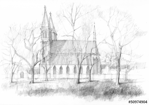 500x353 medieval castle in prague pencil drawing - Castle Pencil Drawing