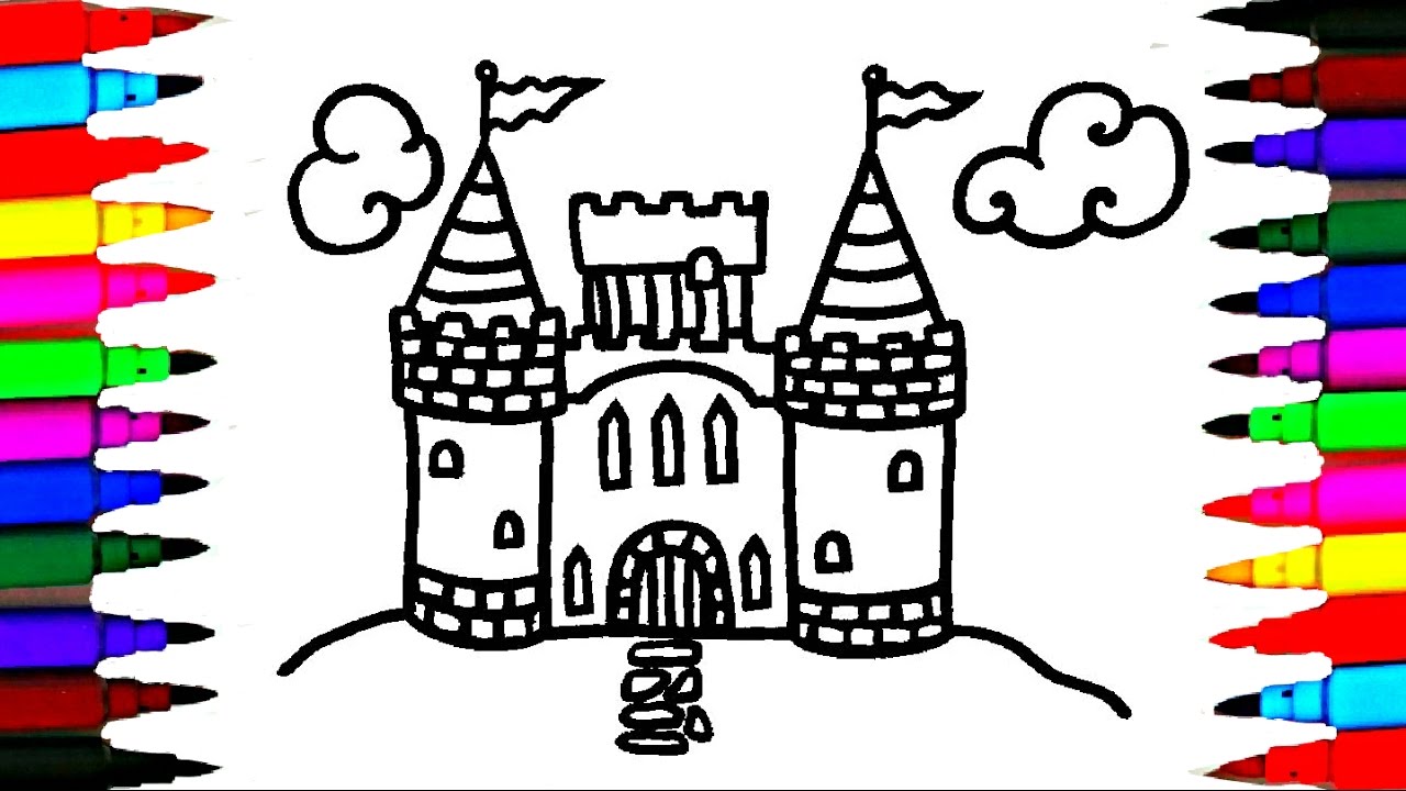 1280x720 how to draw and color castle l kids drawing simple castle coloring - Castle Simple Drawing