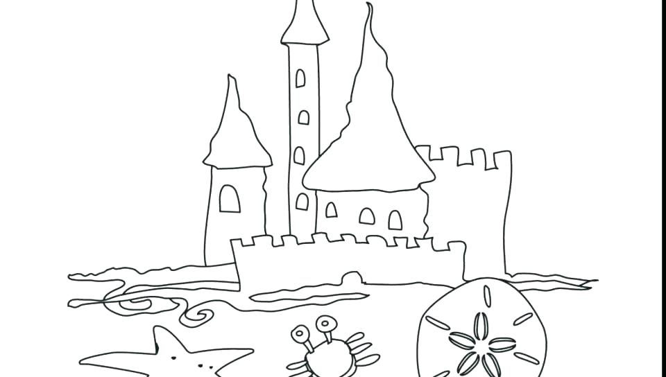 960x544 Simple Drawing Of Beach Castle Coloring - Castle Simple Drawing