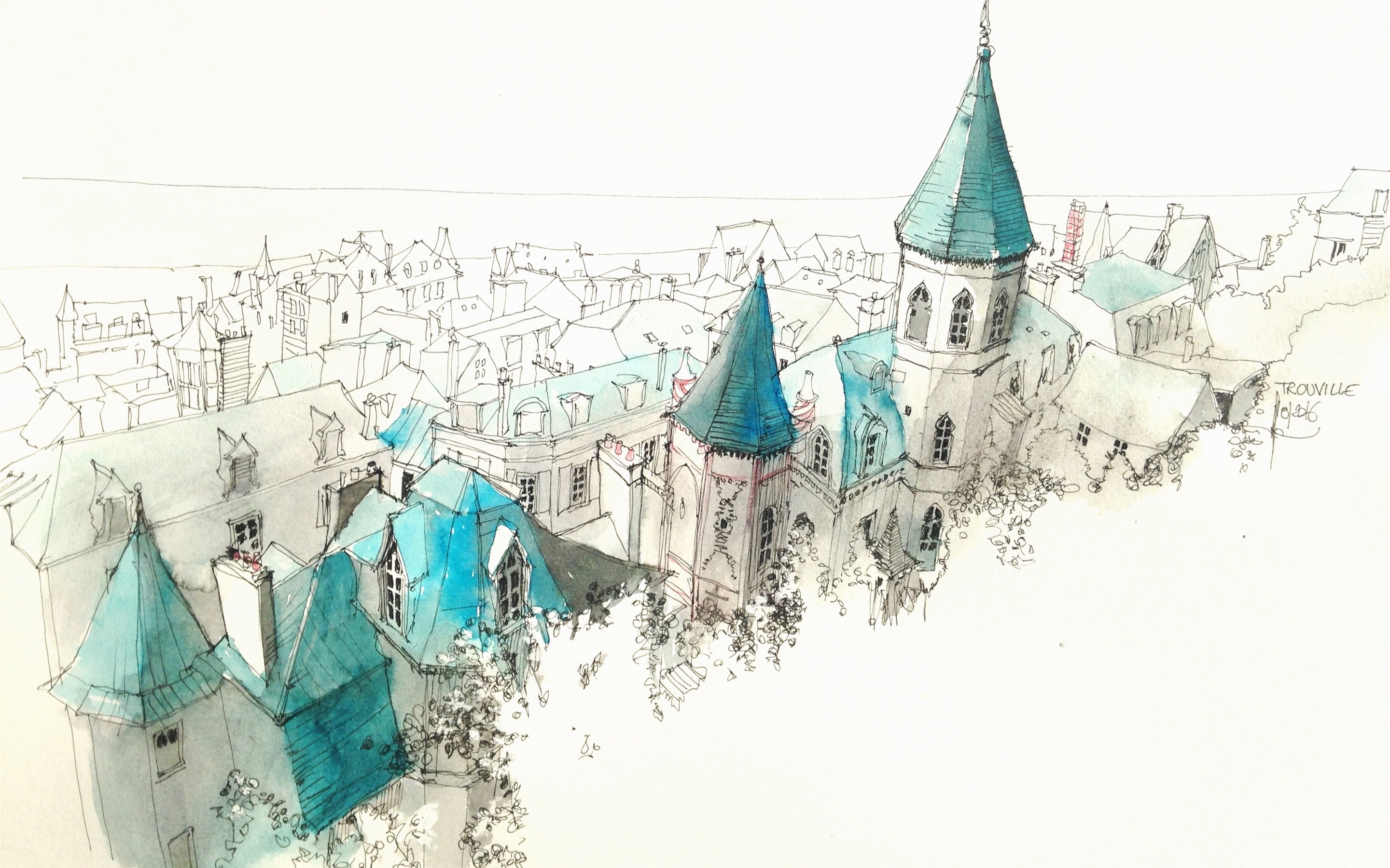 2880x1800 Wallpaper City, Castle, Simple Drawing Figure Hd Picture - Castle Simple Drawing