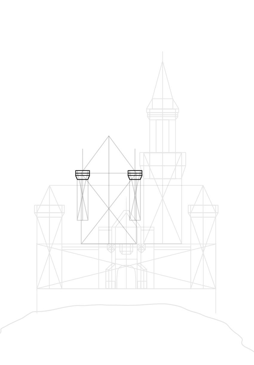 850x1222 How To Draw A Castle - Castle Tower Drawing