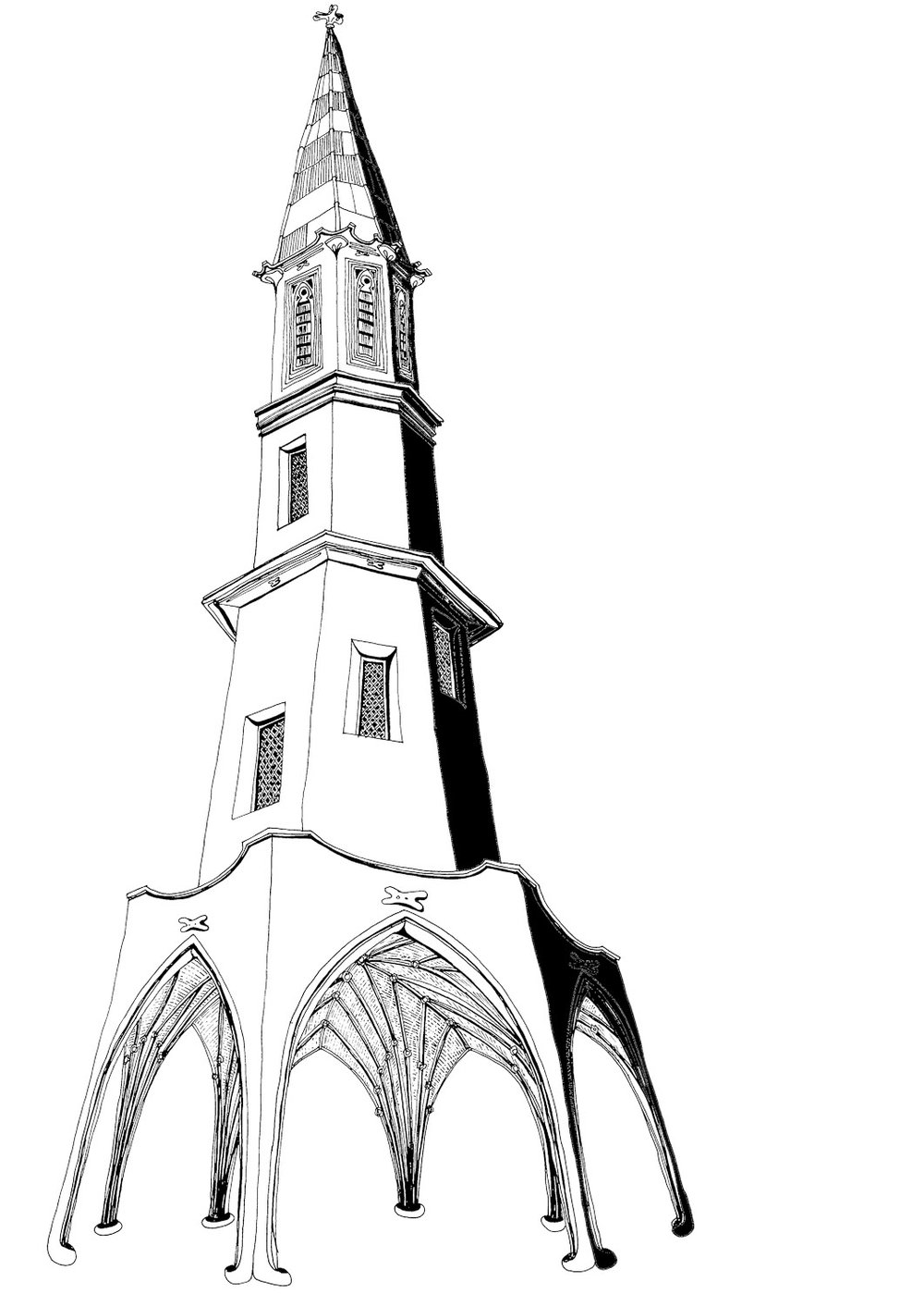 1000x1413 The Sorting Castle - Castle Tower Drawing