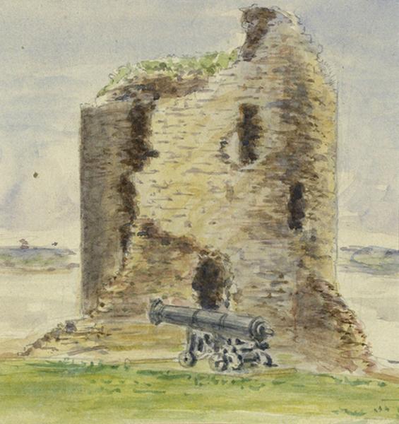 565x600 Thomas J Marple, Flint Castle Tower, North Wales Late - Castle Tower Drawing