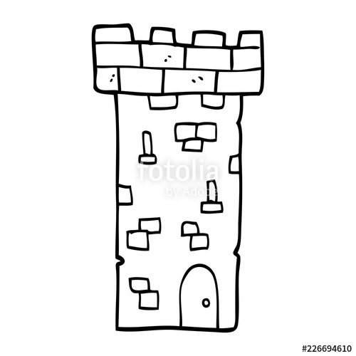 500x500 Line Drawing Cartoon Castle Tower Stock Image And Royalty Free - Castle Tower Drawing