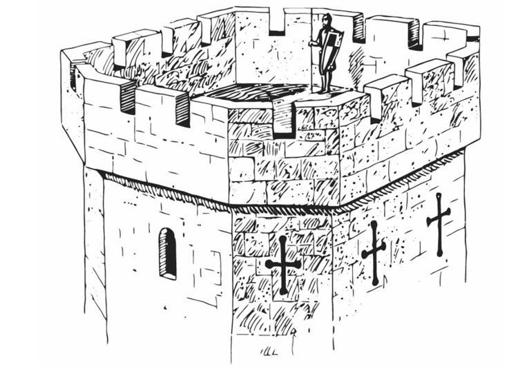 750x531 Coloring - Castle Tower Drawing