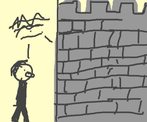 300x250 Man Talking With Castle Wall Drawing - Castle Wall Drawing