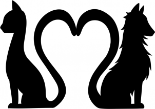 302x213 Drawing Printout How To Draw Cat And Dog Love - Cat And Dog Drawing