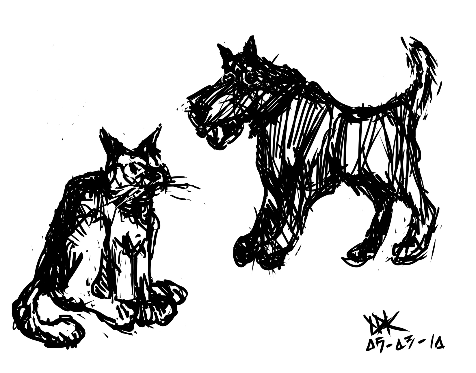 1648x1294 Cat And Dog Bad Drawings - Cat And Dog Drawing