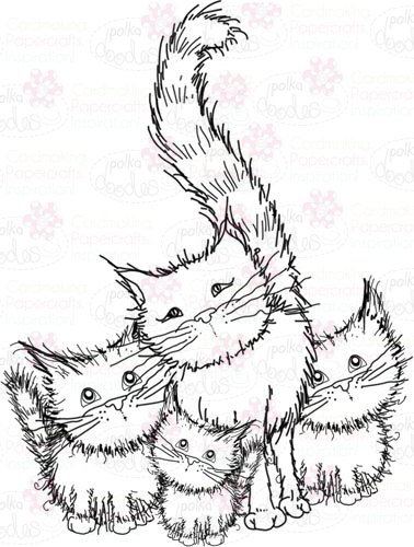 378x500 Catkittens Digital Stamp - Cat And Kitten Drawing