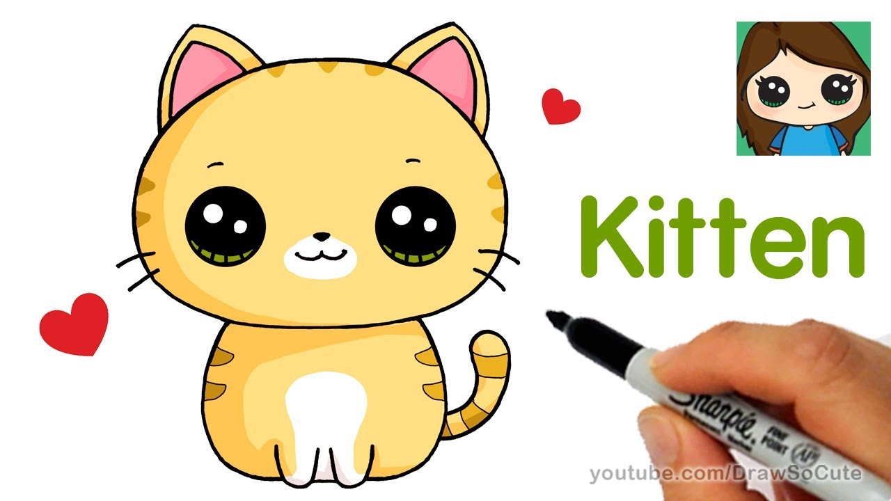 1280x720 how to draw a kitten super easy - Cat And Kitten Drawing