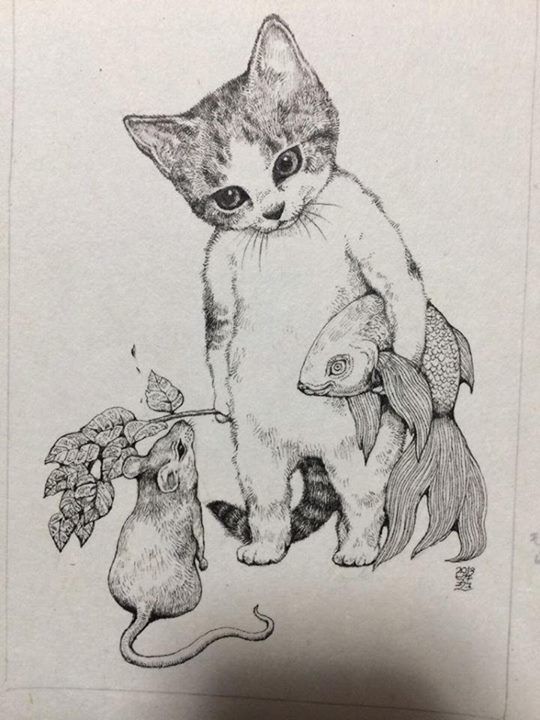 Cat And Mouse Drawing at Explore collection of Cat