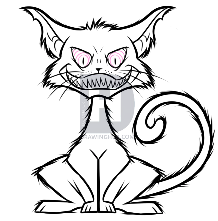 710x720 How To Draw A Spooky Cartoon Cat, Step - Cat Cartoon Drawing