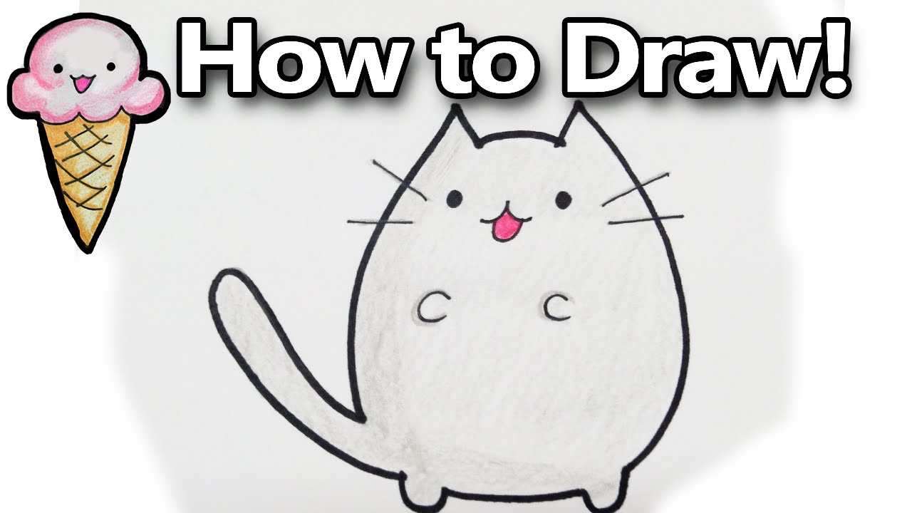 1280x720 how to draw pusheen a cute kawaii cat cartoon! drawing tutorial - Cat Cartoon Drawing