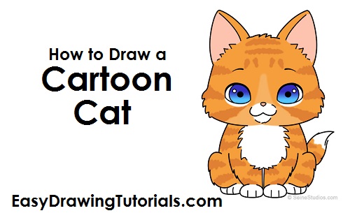 500x315 How To Draw A Cartoon Kitten - Cat Cartoon Drawing