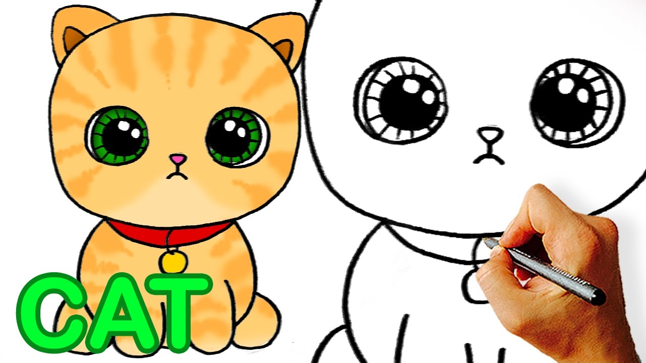 1280x720 Very Easy! How To Draw Cute Cartoon Cat Easy Art For Kids! - Cat Cartoon Drawing