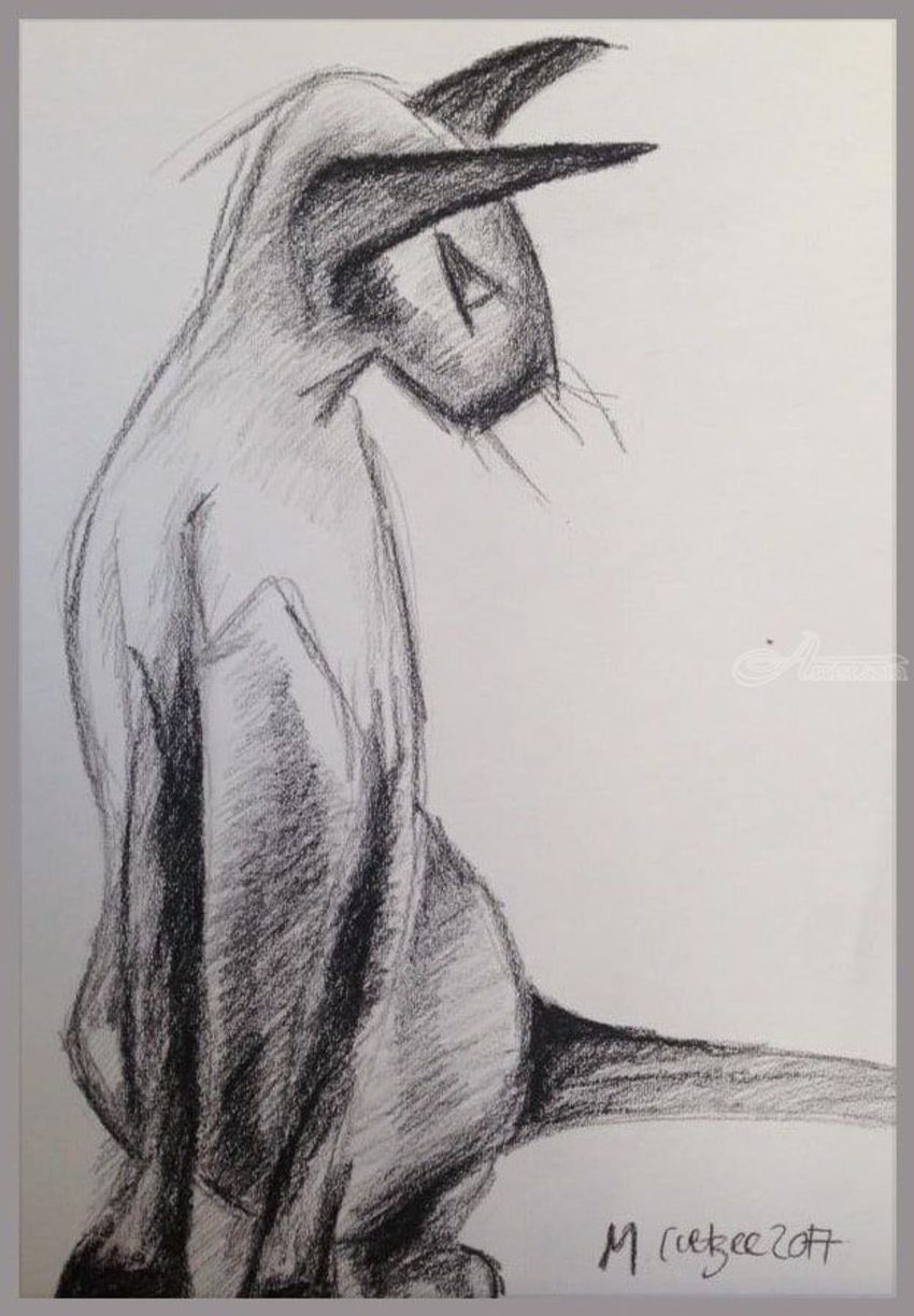 850x1224 Cat Drawings Sketch - Cat Charcoal Drawing