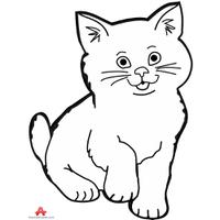 200x200 Download Contour Drawing Of Little Kitten Cat Design Clipart Png - Cat Contour Drawing