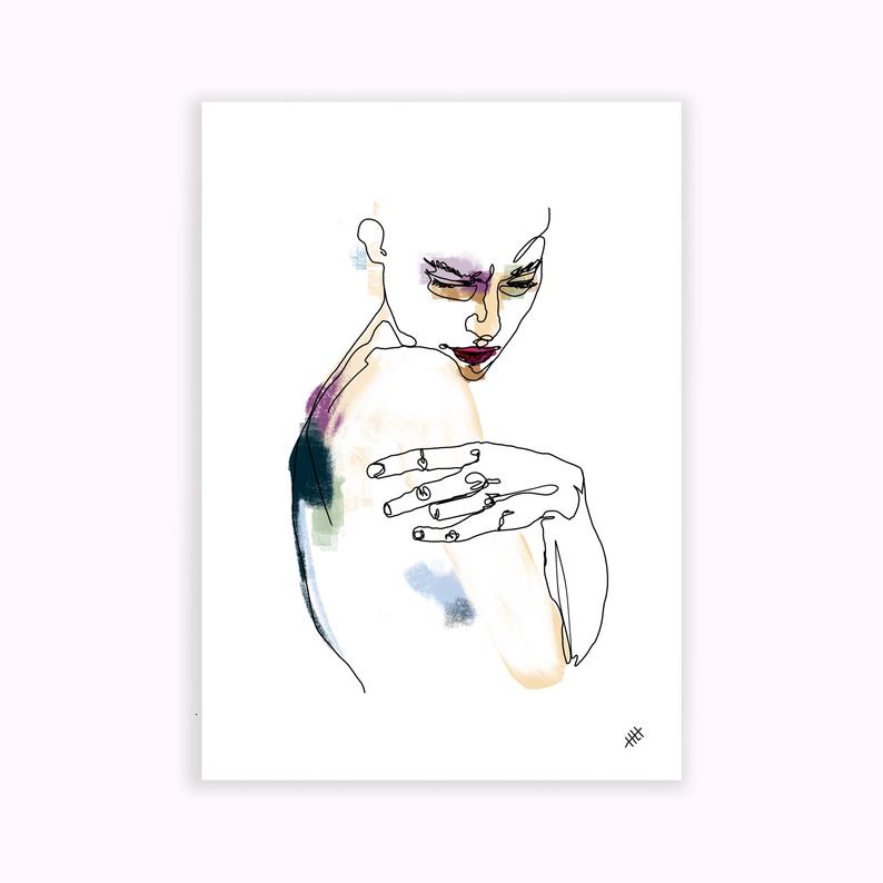 794x794 Gnasche One Line Portrait Drawing Contour Drawing Minimal Etsy - Cat Contour Drawing