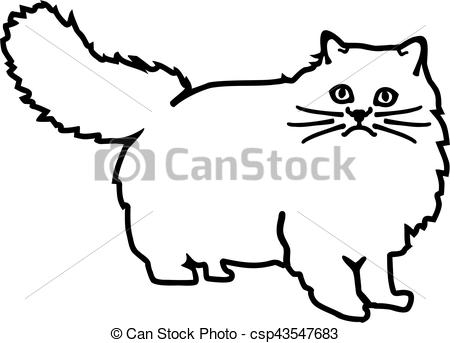 450x343 Persian Cat Contour - Cat Contour Drawing