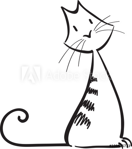 442x500 Abstract Ginger Cat - Cat Contour Drawing
