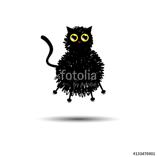 500x500 Cat Animal Contour Drawing Creative Kitten Pet Stock Image - Cat Contour Drawing