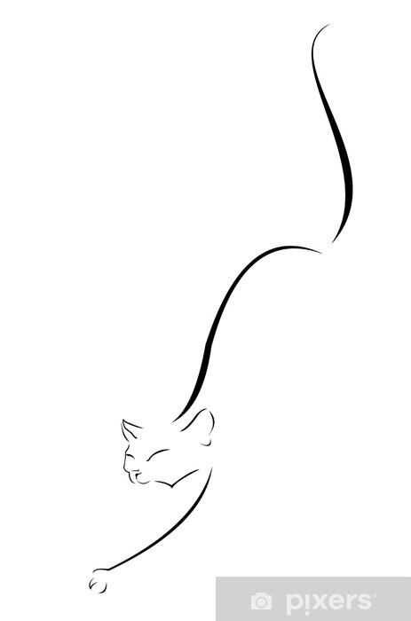 463x700 Vector Image Of Steal Cat Contour Wall Mural We Live - Cat Contour Drawing