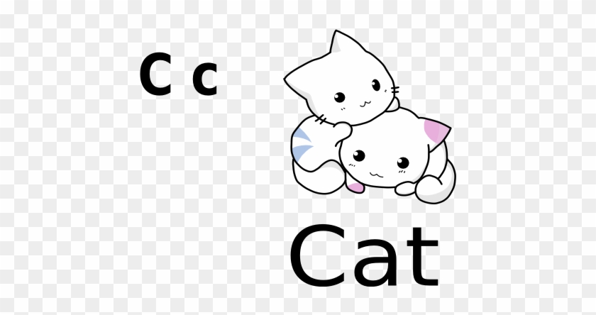 840x444 C For Cat Black White Line Art - Cat Cute Drawing