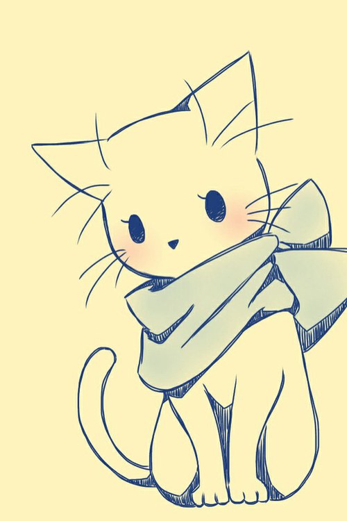 500x750 Cat, Cute, Draw, Love, Sweet - Cat Cute Drawing