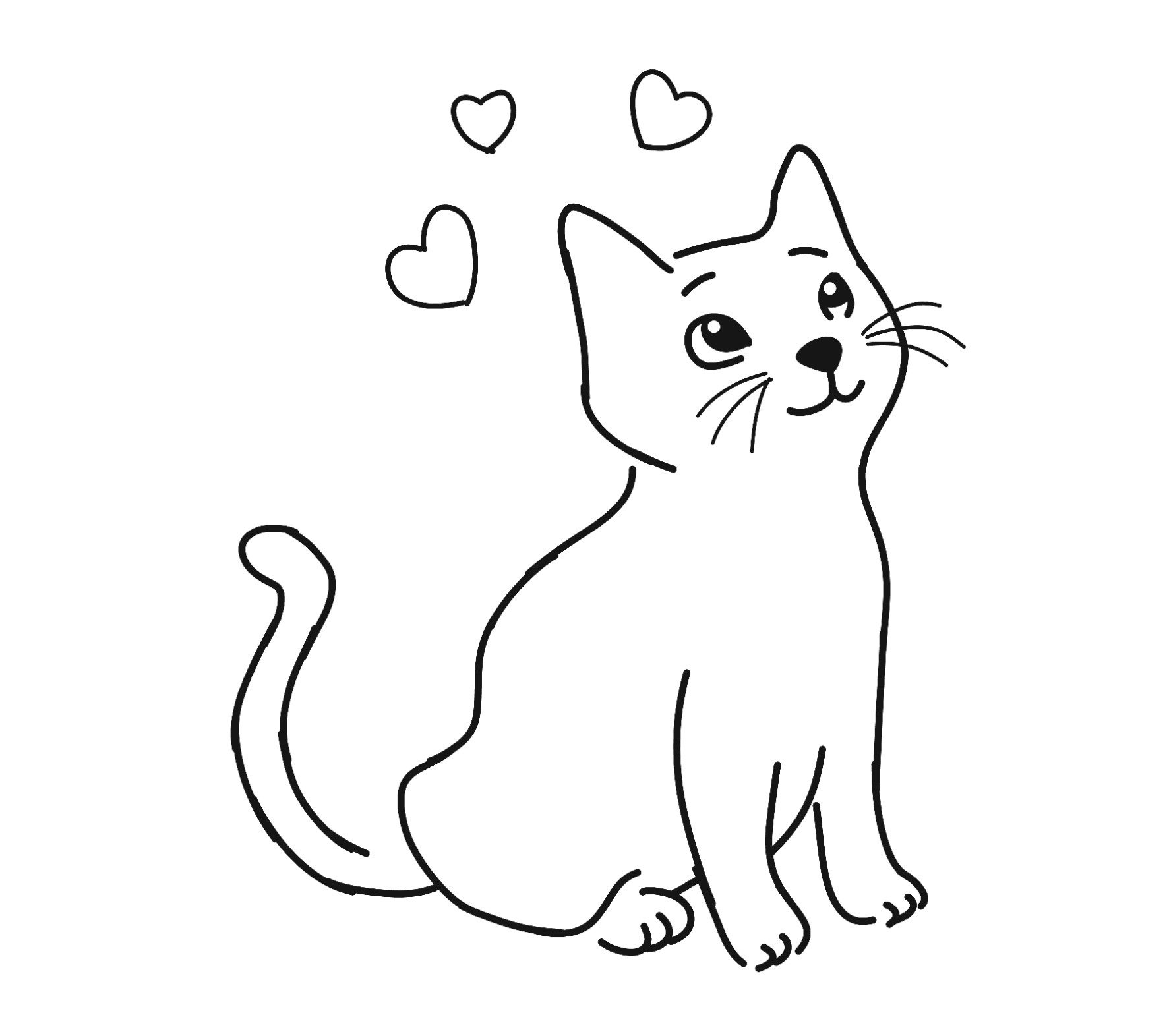 1773x1572 Cat Pet Animal Cute Drawing Outline Simple - Cat Cute Drawing