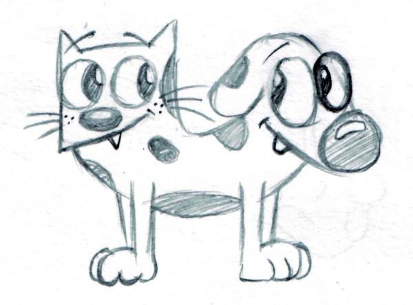 dog and cat drawing easy