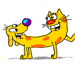 300x250 Half Cat, Half Dogit's Catdog! Drawing - Cat Dog Drawing