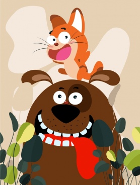 278x368 Cat And Dog Outline Drawing Free Vector Download - Cat Dog Drawing