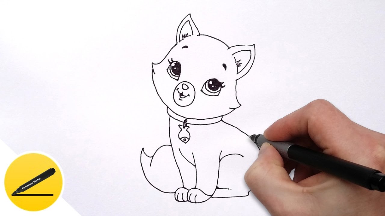 1280x720 How To Draw A Cat For Kids - Cat Drawing A Picture