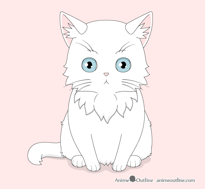675x620 How To Draw An Anime Cat Step - Cat Drawing A Picture