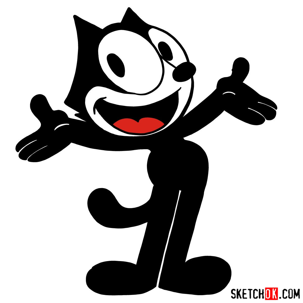 1200x1200 How To Draw Felix The Cat - Cat Drawing A Picture