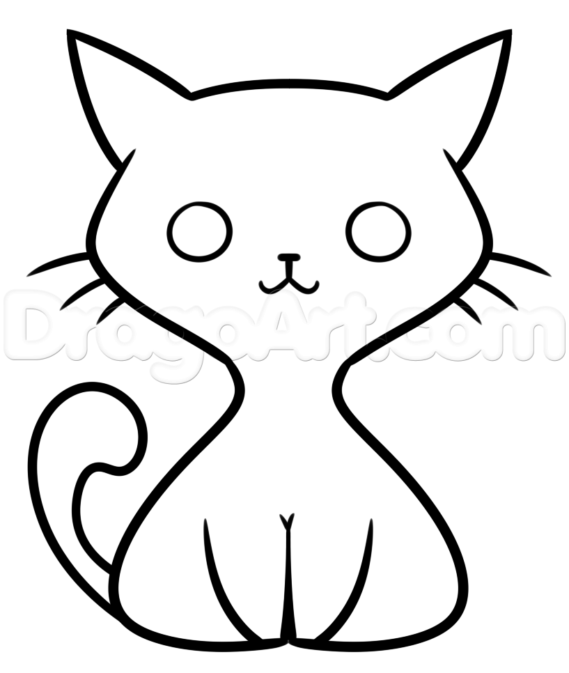 817x966 Step Kawaii Black Cat Drawing Lesson - Cat Drawing A Picture