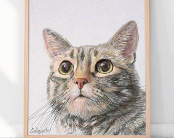 340x270 Cat Drawing Etsy - Cat Drawing A Picture