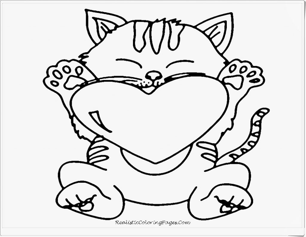 1024x794 Coloring Pages Coloring Pages Realistic Kitten Valentine Cats - Cat Drawing Clipart