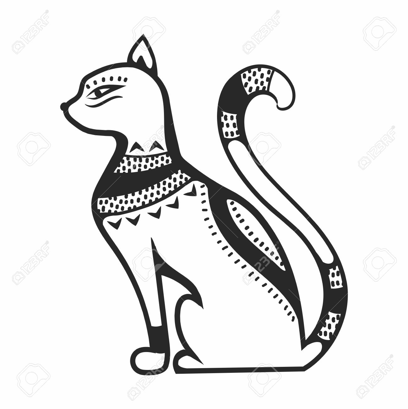 1299x1300 Egyptian Cat Clipart - Cat Drawing Clipart