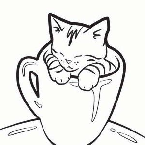 300x300 Simple Cute Cat Drawing - Cat Drawing Clipart