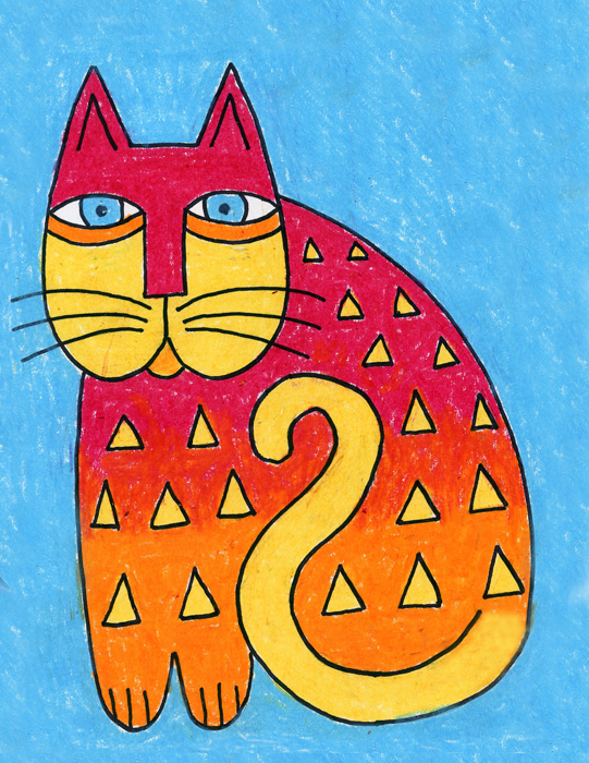 541x700 Laurel Burch Cat Drawing Art Projects For Kids - Cat Drawing Drawing