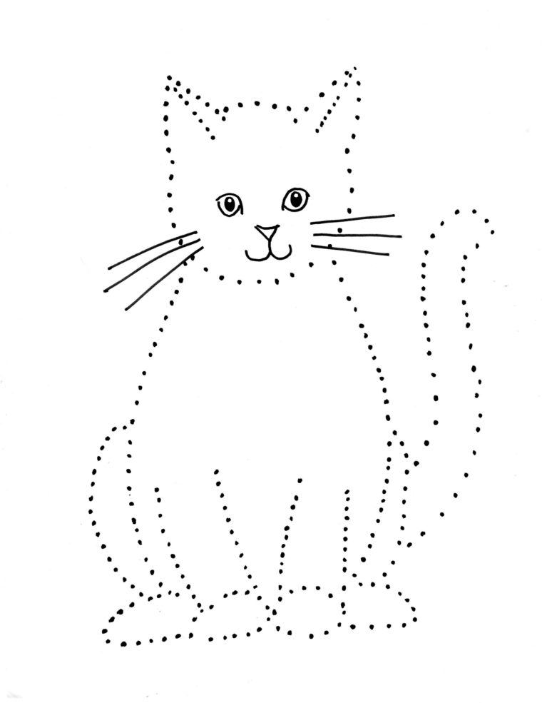 760x985 Cat Dot Drawing - Cat Drawing Drawing