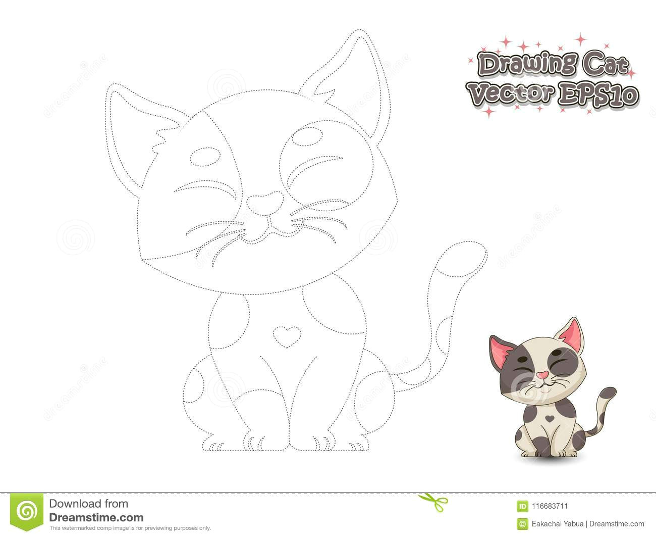 1300x1065 Children S Drawing Of A Cat Drawing And Paint Cute Cartoon Cat - Cat Drawing Game