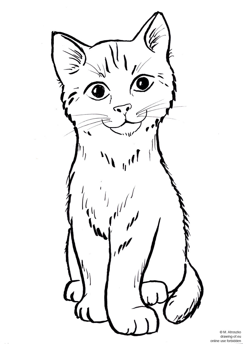 1000x1413 Drawing Of Cat Drawing Of Eu - Cat Drawing Online