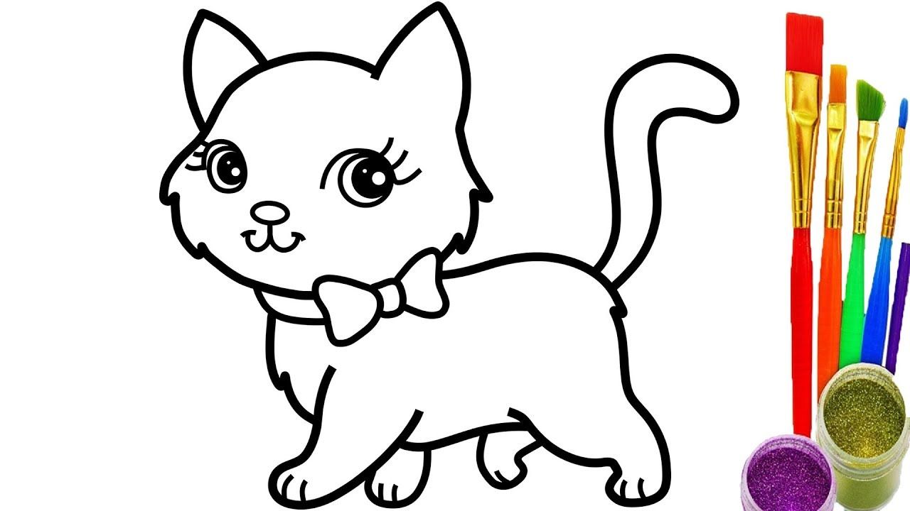 1280x720 How To Draw Cat Coloring Pages Youtube Videos For Kids Coloring - Cat Drawing Pages