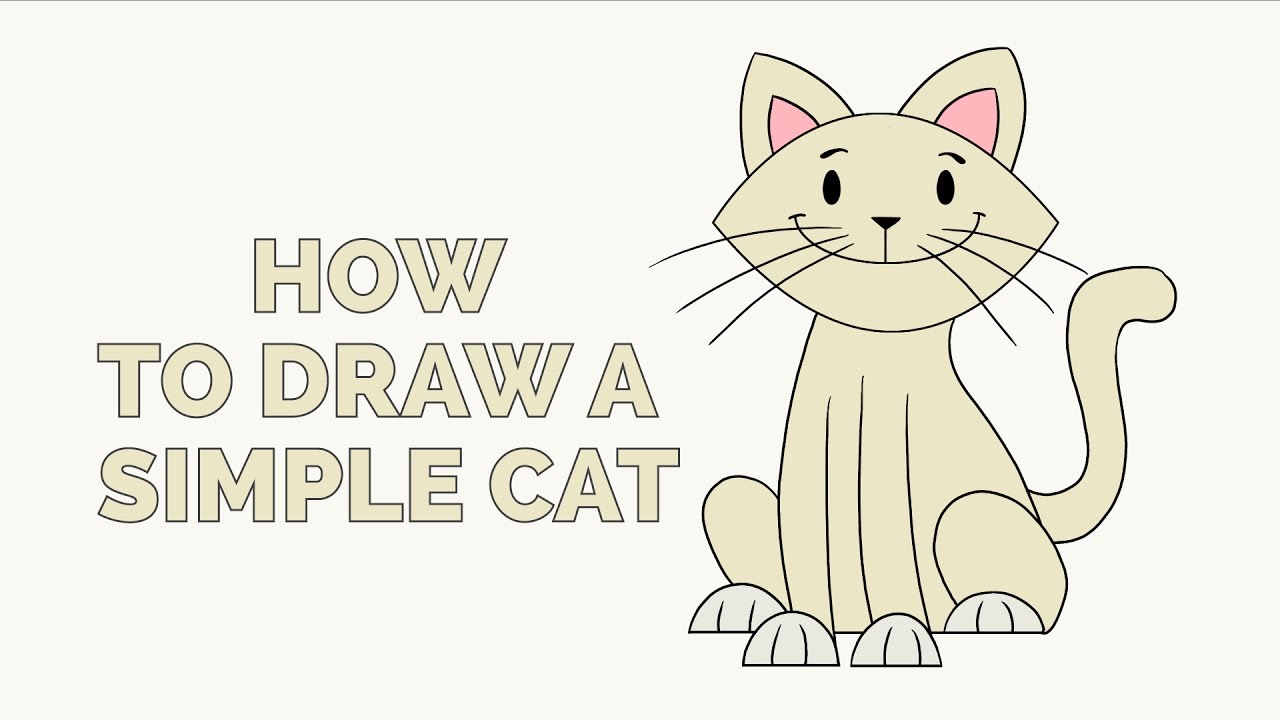 1280x720 How To Draw A Simple Cat - Cat Drawing Step By Step